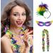 hgnxa Mardi Gras Costume Accessory Set Mardi Gras Tricolor Eyemask Feathers Headband Neckerchief for Womens Girls Cosplay Gift Purple - Buy Online on GoSupps.com