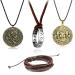Youu 4 pieces Uncharted Nathan Drake's Rings trailer necklace brass-colored skull-gold coin tag braided leather bracelet