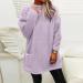 Fuzzy Tops for Women - Casual Solid Color Round Neck Long Sleeve Blouse | Purple Sweatshirt with Pocket - Buy Online on GoSupps.com