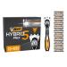 BIC Hybrid 5 Flex Razor Men wet razor with 10 changing blades with 5 blades each with aloe vera & vitamin E with precision trimmer razor with 10 refill blades