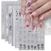 JMEOWIO 10 Sheets Glitter Black White Flower Nail Art Stickers Decals Self-Adhesive Cute Rose Nail Supplies Nail Art Design Decoration Accessories
