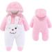 Cartoon Bear Snowsuit Winter Coat Fleece Hooded Romper | Newborn Baby Jumpsuit | 3-6 Months | Pink Rabbit - Buy Online on GoSupps.com