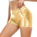 Javly Women's High Waisted Metallic Booty Shorts - Gold, Medium | Rave Clubwear - Buy Online on GoSupps.com
