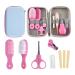 VolksRose 8 in 1 Baby Grooming Kit  Baby Safety Care Kit with Baby Brush Comb Nail Clipper Finger Toothbrush Scissors etc  Nursery Health Care Set for Newborns Infant  Pink A-pink-8pcs