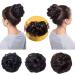 Silk-co Scrunchy Scrunchie Curly Hairpieces Messy Hair Bun Chignons Wavy Donut Updo Synthetic Hair Extensions 35g Jet Black 35 g Jet Black