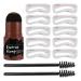 Eye Brows Stencil & Stamp Kit - Eyebrow Stencils For Older Women | 10PCS Brow Card with Brow Powder & 2pcs Brushes | Perfect Eye Brow Stencil Kits for Important Occasion Home Outdoor Beginners Gray