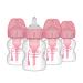 Dr. Brown's Natural Flow Options + Wide-Neck Bottle Pink Print 4 Pack 5 Ounce