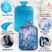 Flowers Hot Water Bottle with Fluffy Cover - 2L Capacity for Kids & Adults | Cozy Nights & Pain Relief - Water Lilies Design - Buy Online on GoSupps.com