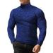 Babioboa Men's Slim Fit Turtleneck T Shirts Lightweight Thermal Pullover Top Casual Long Sleeve Pullover Sweater Navy Blue-thermal Fleece Lining Large