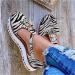 Creev sandals for women platform tassel leather sandal closed toe area buckle shoes ankle straps paragraph vintage-beach scabs sexy women's sandals (light gray 35 EU) zebra print 41 EU