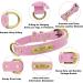 Senristar Personalized Real Leather Dog Collar with Engraved Name Tag - Durable & Stylish for Small Medium Large Dogs (M Pink) - 2.0 cm Width 30-38 cm Neck - Buy Online on GoSupps.com