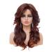 Rugelyss Vintage Wigs Dark Brown Rednish Maroon Wig for Women Lady Natural Synthetic Full Wigs for 70s Cosplay Costume Disco Hair Wig