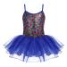 Zaclotre Little Girls Sequin Leotard Sparkly Strap Ballet Leotards Tutu Dress Ballerina Outfit Dance Costume for Kids 8-9 Years Sparkly Navy