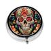 Pill Box Round Pill Case for Purse & Pocket Colorful Sugar Skull 3 Compartment Medicine Pill Organizer Portable Travel Pillbox Medicine Vitamin Cod Liver Oil Storage Box One Size Colorful Sugar Skull