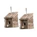 Garden Mile Natural Bird Box Houses - 2x Wooden Traditional Hanging Wild Bird House Bird Huts Home Bird Nesting Boxes for Garden Log Cabin Outdoor Tree Balcony and Garden Decorations