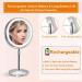 Adjustable LED Lighted Makeup Mirror with 3 Color Options, 10x Magnification, Rechargeable Battery - Chrome Finish - Buy Online on GoSupps.com