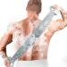 Inmorven back brush shower back scrubbing massage brush silicone 91cm body brush Calvation aid for back large bathroom device for thorough cleaning of your body. (Gray) Gray/90cm silicone