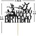 Ferastar Halloween Happy Birthday Cake Topper Spooky Haunted House Black Glitter Cake Supplies Creepy Birthday Themed Party Decor Black Glitter - Buy Online on GoSupps.com