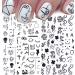 JMEOWIO 8 Sheets Abstract Nail Art Stickers Decals Self-Adhesive Pegatinas U as Black White Body Face Nail Supplies Nail Art Design Decoration Accessories