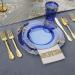 Nervure 175PCS Clear Blue Plastic Plates with Gold Trim - Ideal for Weddings & Parties - Buy Online on GoSupps.com