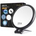 MIYADIVA 6 Inch 20X Magnifying Mirror, Hand Mirrors with Handle, Portable Travel Mirror for Women, Foldable, Handheld, Double Sided, Black