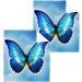 SUABO Cotton Bath Washcloths Set - Butterfly Blue Sky Design | Absorbent & Quick Drying Face Cloths for Bathroom, Spa, Gym, Kitchen - Pack of 2 - Buy Online on GoSupps.com