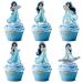 NIAYOU 24 Pcs Jasmine Cupcake Toppers- Princess Themed Cake Decorations Cartoon Happy Birthday Cupcake Toppers for Boys Girls Kids Birthday Party Supplies