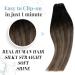 Runature 22 Inch Balayage Clip-In Hair Extensions - Real Human Hair 7 Pieces 120g Smooth Black to Blonde #1B/6/27 - Buy Online on GoSupps.com