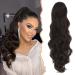 BARSDAR Ponytail Extension 26'' Drawstring Wavy Ponytail Extensions Brown Ponytail Hair Extensions Synthetic Clip in Pony Tail Hairpieces for Women Daily Party Halloween (Dark Brown) 26 Inch (Pack of 1) Dark Brown