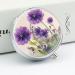 Round Pill Box with Purple Flowers | 3 Compartment Medicine Organizer | Portable Decorative Metal Pill Case - Buy Online on GoSupps.com