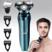 Electric Razor for Men Shavers for Men Electric Razor, 4 in 1 Dry Wet Waterproof Rotary Men's Face Shaver Razors, Cordless Face Shaver USB Rechargeable for Shaving Ideas Gift for Dad Husband Green