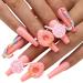 Kikmoya Extra Long Coffin Press on Nails Pink with 3D Candy Design 24pcs Acrylic False Nails Glossy Artificial Fake Nails Full Cover Nail Tips Stick on Nails for Women and Girls (Colorful Candy)