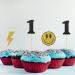 INNORU One Happy Dude Birthday Cupcake Toppers Smile Face 1st Birthday Party Decorations Smiley Face Baby Shower Hippie Birthday Wedding Party Decorations Supplies Pack of 24 Glitter - Buy Online on GoSupps.com