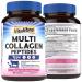 Multi Collagen Peptides, Hydrolyzed, Type I, II, III, Vitamin C, Biotin, Hyaluronic Acid, Turmeric & Black Pepper, Skin, Hair, Nail & Mobility Support, Non-GMO, 90 Caps 90 Count (Pack of 1)