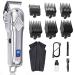 Limural Hair Clippers for Men Professional - Cordless Barber Clippers for Hair Cutting & Grooming, Rechargeable Beard Trimmer with Large LED Display & Silver Metal Casing Bright Silver