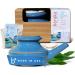 Handcrafted Ceramic Neti Pot Starter Kit w/ 2 oz Mineral Sea Salt Durable Stoneware for Nasal Rinse Relaxing Home Wellness Tool Ideal Gift for Women Helps with Snoring & Sinus Care (Blue) Boxed Blue