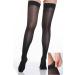 BriteLeafs Sheer Compression Stockings Thigh High 20-30 mmHg Firm Support Stay-Up Silicone Band Closed Toe (XX-Large Black) Black 2X-Large (1 Pair)