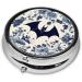 Bat Pattern Round Pill Box - 3 Compartment Mini Decorative Travel Organizer for Pills & Vitamins - Buy Online on GoSupps.com