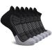 eallco Mens Ankle Socks Low Cut Athletic Cushioned Running Tab Socks 6 Pack 6 Pairs Black