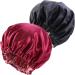 NIXISWAG 2PCS Silk Bonnet Sleep Cap for Curly Hair-Silk Hair Wrap for Sleeping-Bonnet for Women-Satin Bonnet and Hair Cap-Bonnets-Stylish Hair Bonnet with Elastic Band 1-Red & 1-Black