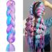 Benaewa Hair Braids Extensions Coloured Braiding Wig for Kids Women 4 Tone Mermaid Hair