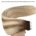 Shop Real Hair Tape Extensions - Double-Sided Root Highlight Remy Human Hair - Ash Brown & Beach Blonde - 50 cm | R3-8-613 - Buy Online on GoSupps.com
