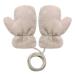 MoonLove Kids Warm Hangable Gloves Full Finger Soft Skin-Friendly Comfortable Plush Mittens Baby Toddler Infant Winter Mitten with String Windproof Coldproof Hanging Neck Hand Warmer White