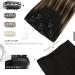 Moresoo Real Hair Extensions - Clip-In Remy Hair Double Tresse Balayage Black to Dark Brown with Dark Ash Blonde #1B/4/14 5pcs 80g 30cm - Buy Online on GoSupps.com