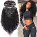Afro Clip in Extensions for Complete Hair Extension Remy 8 Parts Double Wefts 18 Clips Kinky Curly 40cm 115g #1B Natural Black