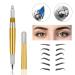 Pinkiou Microblading Pen for Eyebrow Henna Makeup - Gold Brow Lamination Pen with Sterilized Blade for Hair Stroke Brow Embroidery - Buy Online on GoSupps.com
