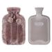 HomeTop Premium Classic Rubber Hot Water Bottle and Luxurious Faux Fur Plush Fleece Cover w/Pom Pom Decor (Nude Pink/Gray) Nude Pink/Gray 2 Piece Set