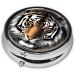 Buy Tiger at Rest Portable Metal Pill Box | Round Mini 3-Compartment | Ideal for Travel | Black Hinged Design - Buy Online on GoSupps.com