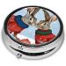 Bunny Rabbit Round Pill Box - 3 Compartment Mini Travel Organizer for Vitamins & Medicine | Portable Decorative Purse Case - Buy Online on GoSupps.com