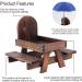 Creechwa Wooden Squirrel Feeder Picnic Table with Umbrella and Corn Cob Holder - Outdoor Bird and Squirrel Feeding Station for Garden Trees, Brown - Buy Online on GoSupps.com